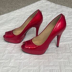 Stuart Weitzman Elegant Red Peep-Toe Heels